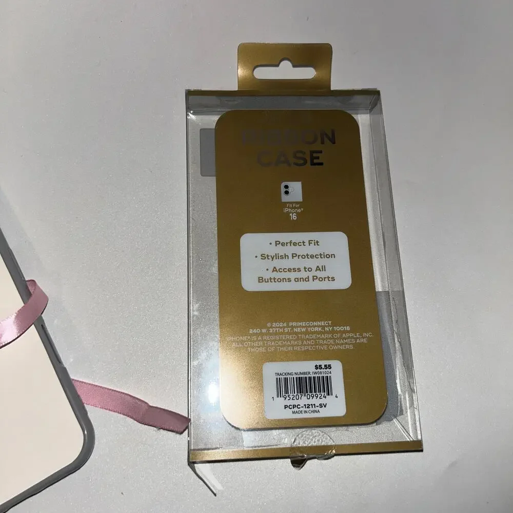 New Iphone 16 Silver Pink Croquette Lace-Up Phone Case Prime Connect